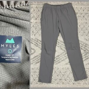 MYLES Everyday Performance Tailored Pants Men Large Storm Gray 4 Way Stretch EUC